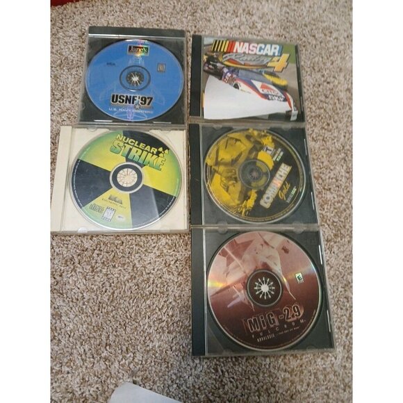 Lot of 5 PC Computer Games NASCAR, NUCLEAR STRIKE MIG 29.. - Picture 1 of 4